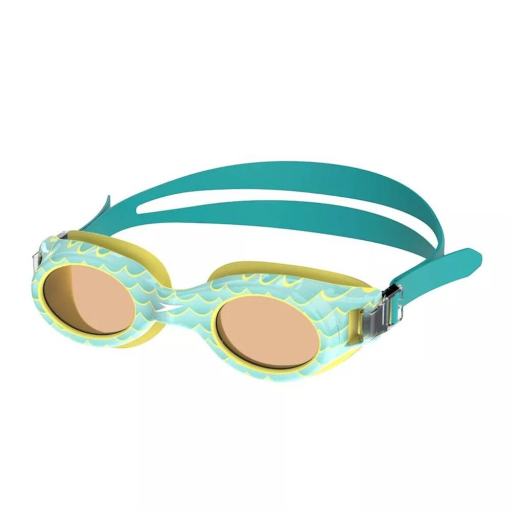 Speedo Junior Glide Printed Swim Goggles for Ages 6-14, Turquoise Wave